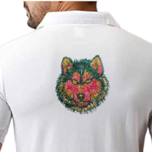 Designer Polo T Shirt - Wolf On Back